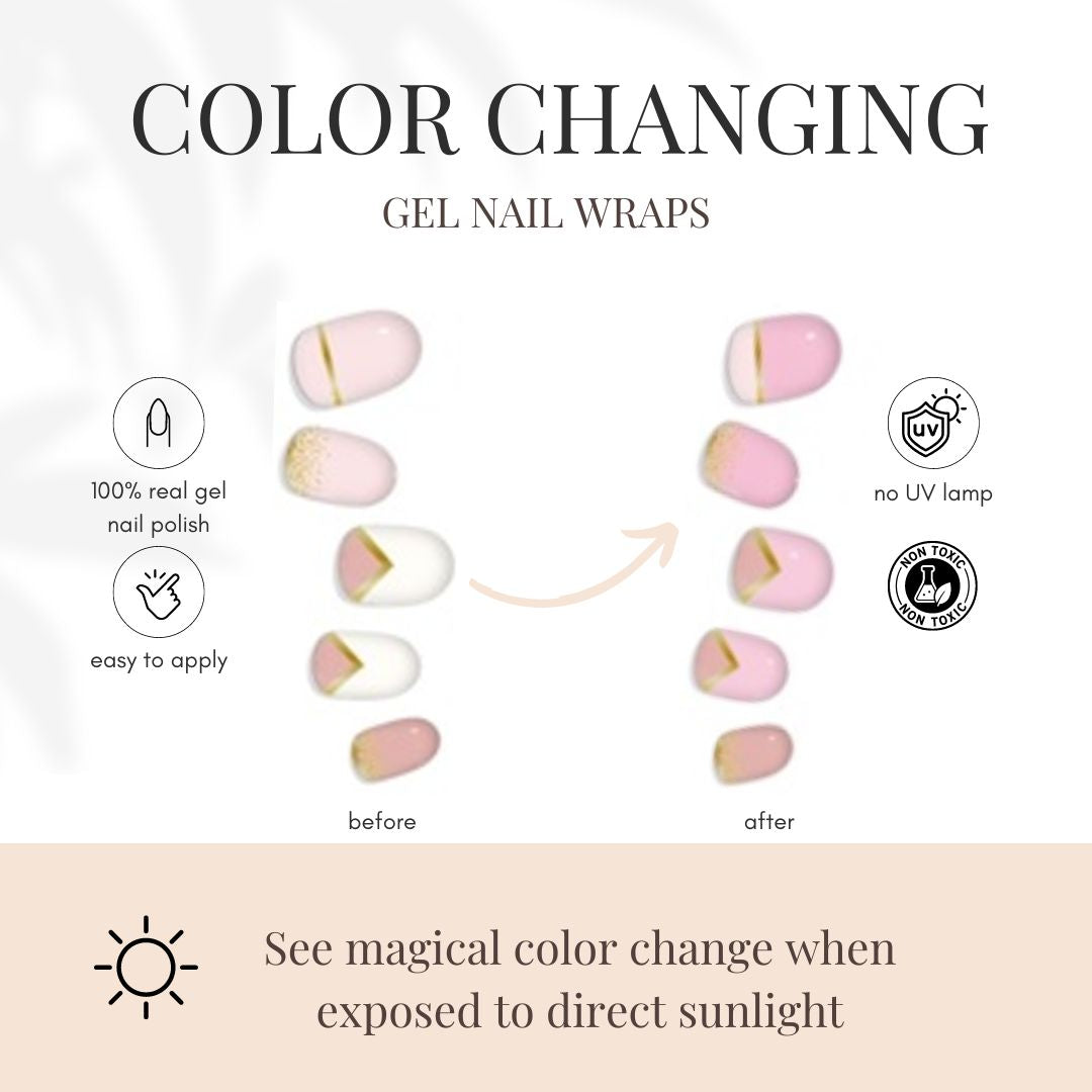 COLOR CHANGE Pink & Gold Delicate Geometric Gel Nail Wrap