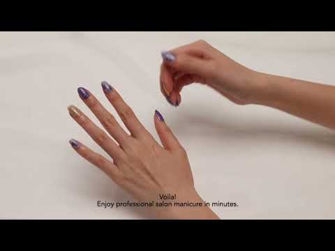 Reverse French Navy & Nude Marble Gel Nail Wrap